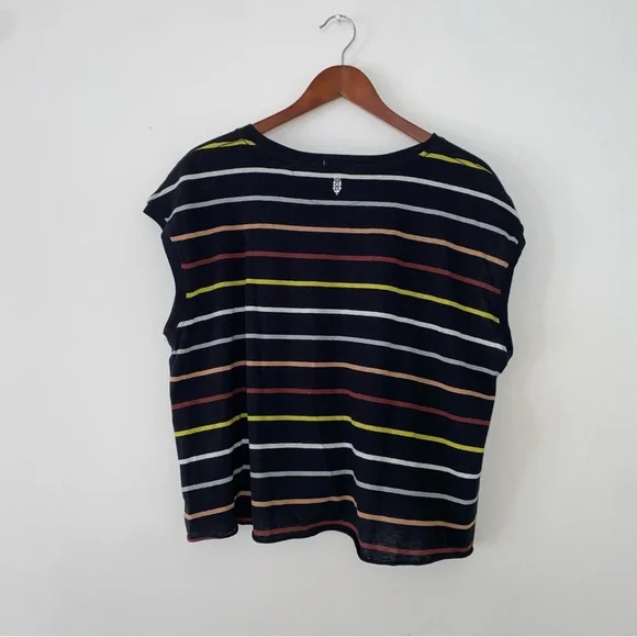 Nwot Free People Rising Tide Printed Relaxed Boxy T-Shirt in
Black/Stripe size S - Picture 5 of 7